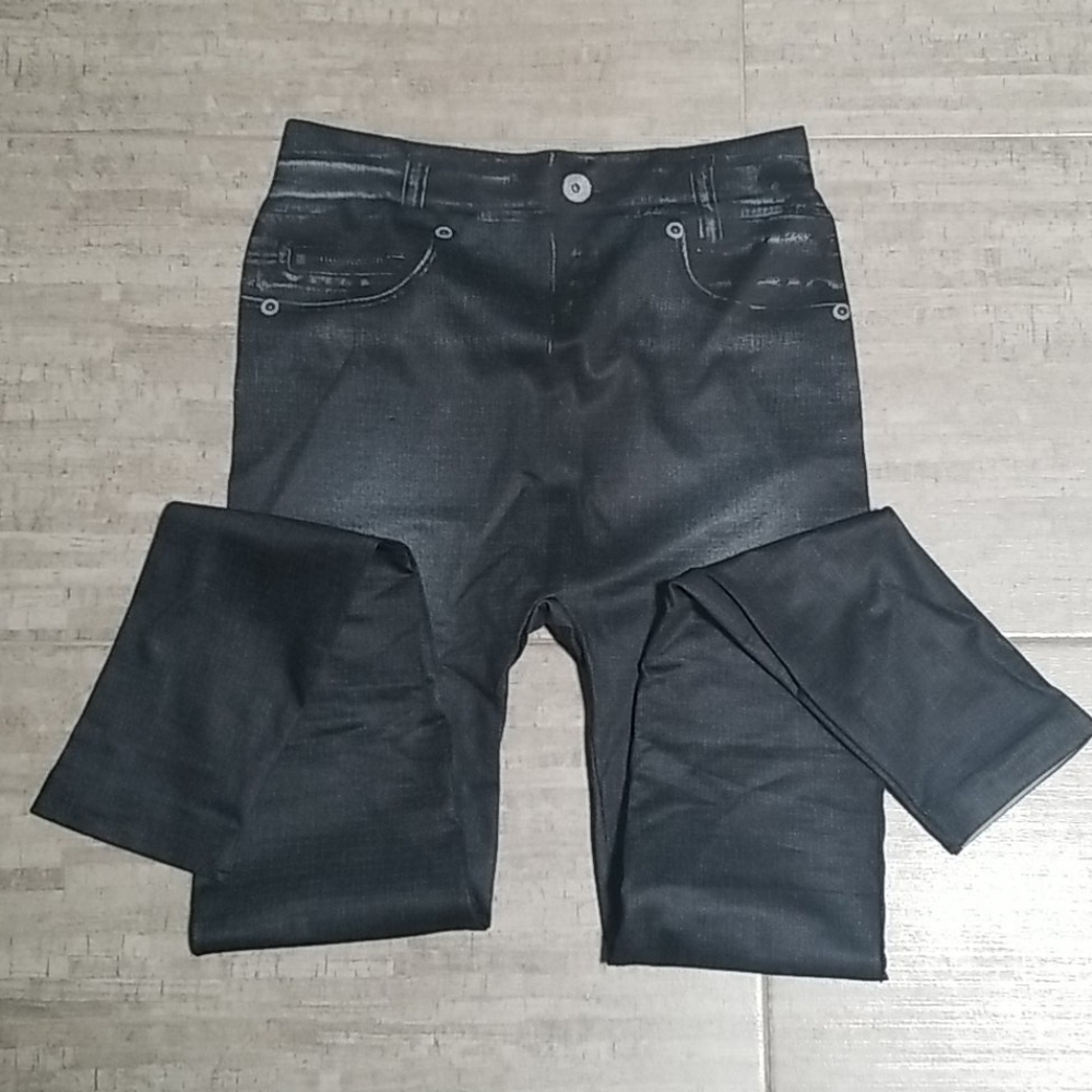 Black faux Jean's leggings